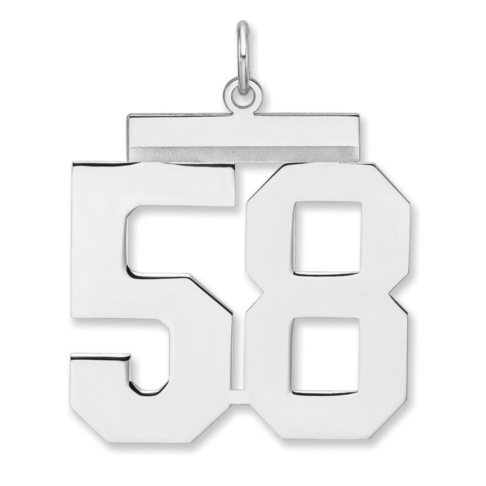 Sterling Silver, Athletic Collection, XL Polished Number 58 Pendant